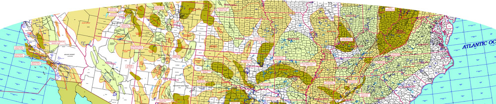 Header image of map of US oil plays